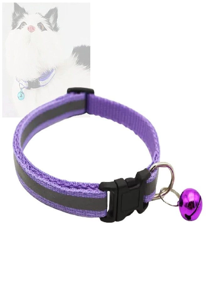 Pups&Pets طوق صغير عاكس بتصميم لطيف للكلاب والجراء الصغيرة مع جرس، مناسب للكلاب الصغيرة والقطط (المقاس: 15 مم، اللون: بنفسجي) - Image 1